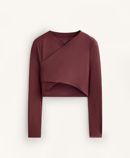 Oysho Футболка с длинными рукавами Comfortlux, бордовый