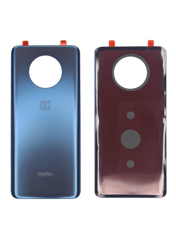 Задняя крышка для OnePlus 7T синяя матовая (Nebula Blue) без стекла камеры