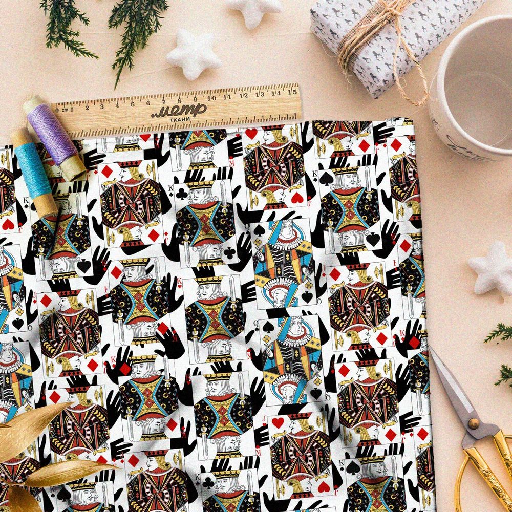 Ткань бифлекс пёстрые игральные карты