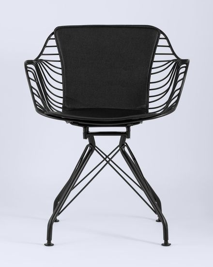 Кресло металлическое  Thor  черное с черной подушкой