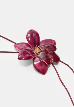 STRADIVARIUS Ожерелье из шнура с цветком орхидеи, цвет фуксии