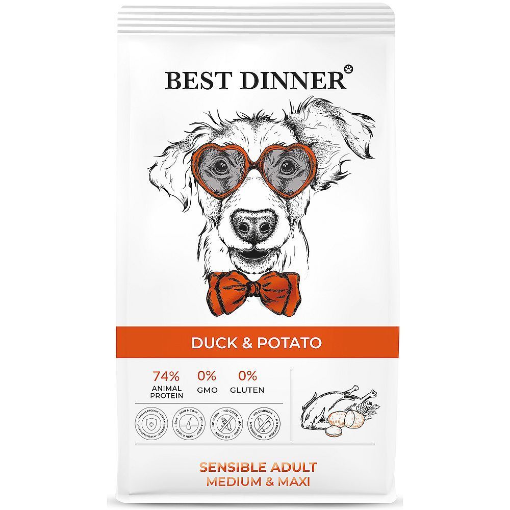 Best Dinner Adult Sensible Medium &amp; Maxi Утка с картофелем корм для собак крупных и средних пород3кг