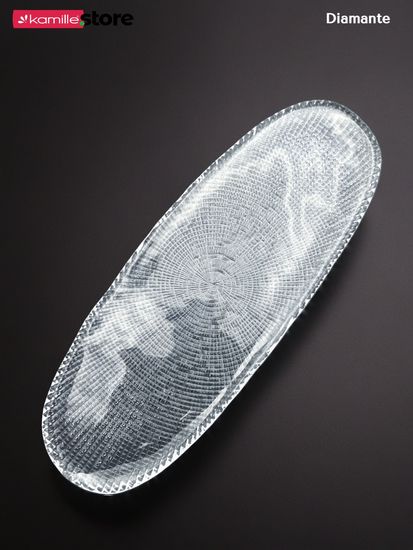 Блюдо овальное 38 см. из стекла, Diamante