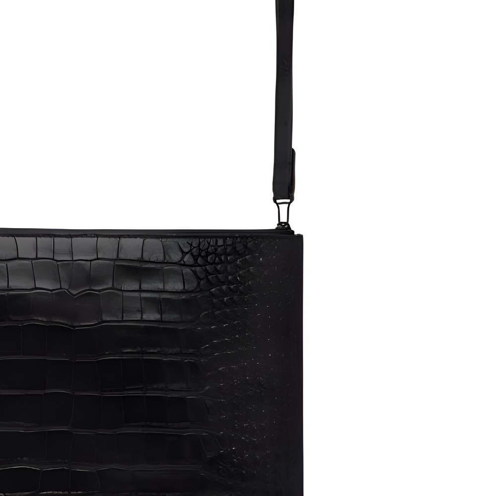 Balenciaga Calfskin Wallet Briefcase Wristlet Bag Clutch Large Unisex Black