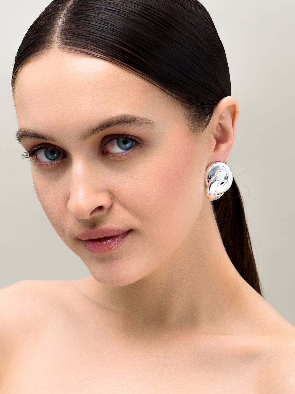 Серьги "Double round element" Silver