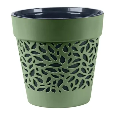 Кашпо для цветов пластиковое 3,5л d-16,8см «Блоссом» Оливковый/Антрацит