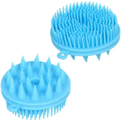 Щетка для вычесывания шерсти двухстороняя «Счастливый хвост!», цвет голубой, 8*4см (коробка)