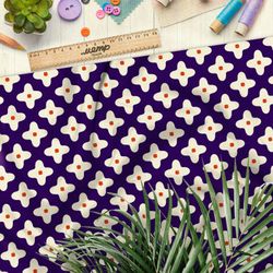 Ткань барби белые крестики с точкой на фиолетовом фоне