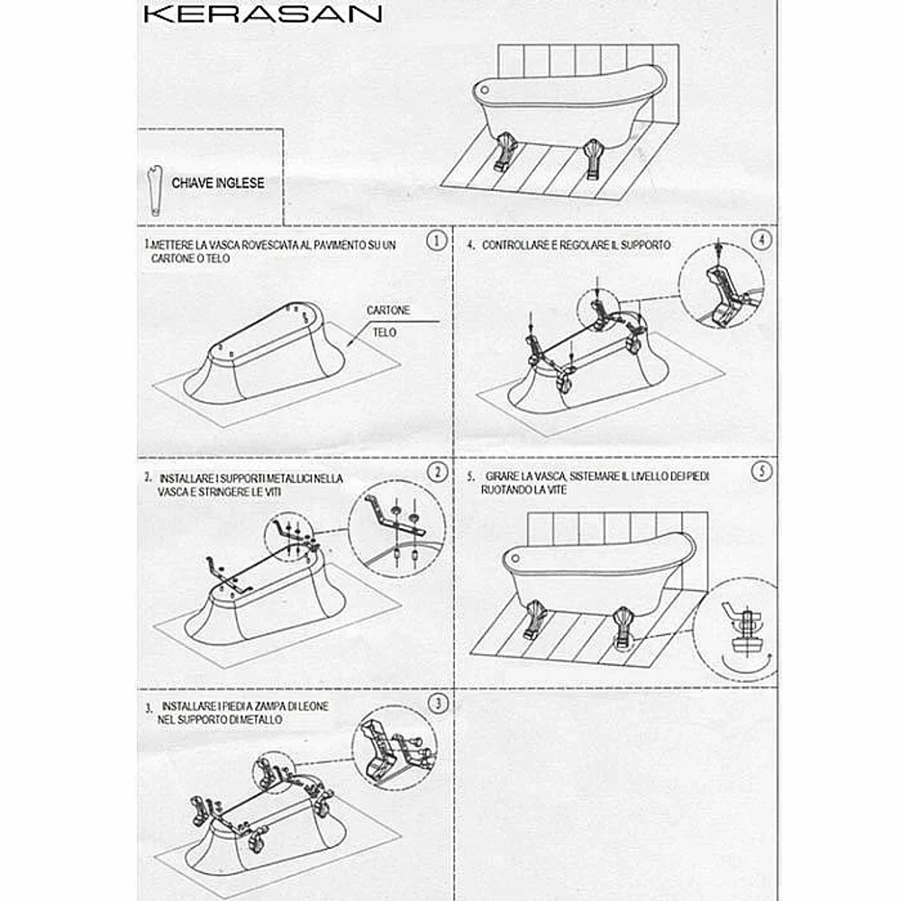 Ванна акриловая Kerasan Retro 105590 170x77 белая, ножки хром