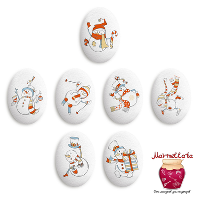 Сахарные фигурки Медальоны СНЕГОВИЧКИ, 35*25 мм, 10 шт.