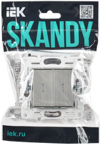 SKANDY Выключатель 2-клавишный с индикацией 10А SK-V09N металл никель IEK