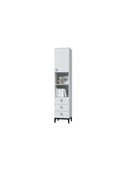 Книжный шкаф с ящиками Белый снег софт 45х45х221 см
