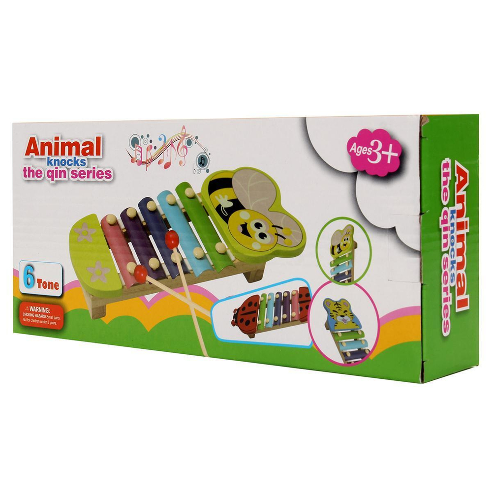 Металлофон деревянный сова 5 звуков, коробка C-41631