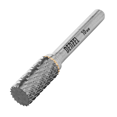 Борфреза по металлу твердосплавная, цилиндрическая, тип-А, 10 мм Denzel