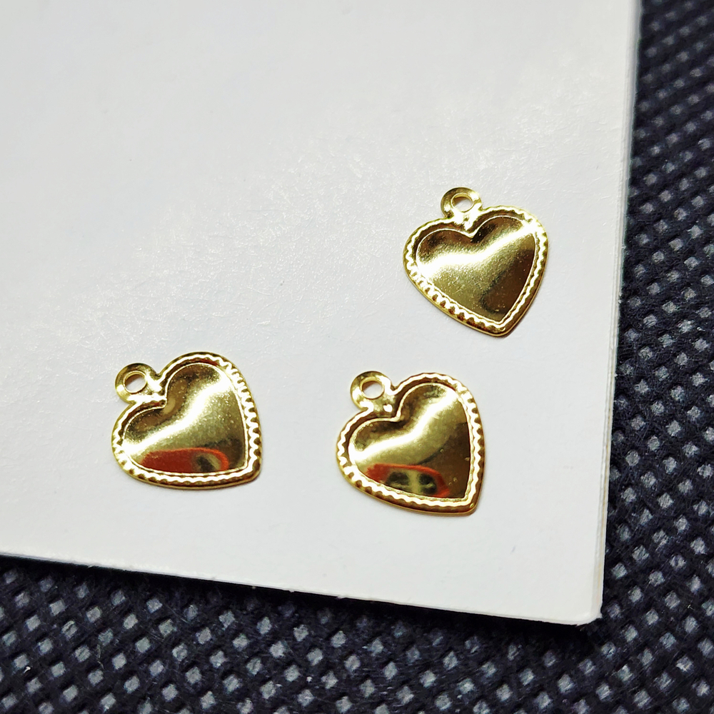 Подвеска сердце, сталь, позолота, 10мм, штучно