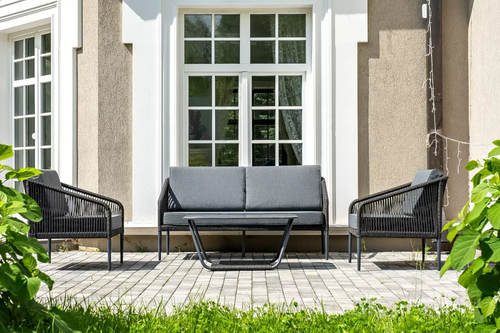 "Канны" лаунж-зона 4-местная плетеная из роупа (веревки), цвет темно-серый