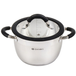 Кастрюля нерж, 2.7 л, с крыш, крышка стекло, Daniks, Орландо, GS-01435-18CA, серебр, индукц