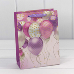 Пакет подарочный 18х24х9см "Воздушные шары" с 3D аппликацией (Микс)