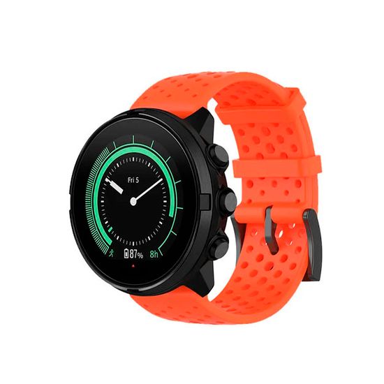 Силиконовый дышащий ремешок Suunto 24 mm для 9 / 9 Baro / 7 / D5 / Spartan Sport быстросъемный (Athletic 1) короткий (Огненно-красный)
