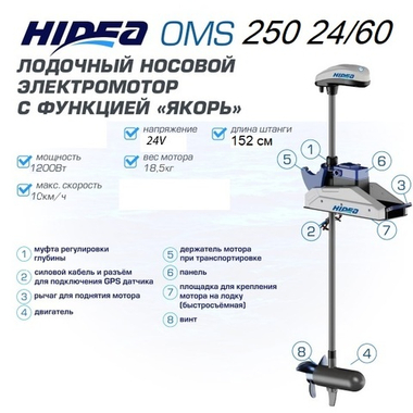 Электромотор HIDEA oms250s 24v/60 c gps якорем