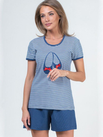 Женский комплект с принтом в виде туфелек (Размер: XL) (Цвет: темно-синий)