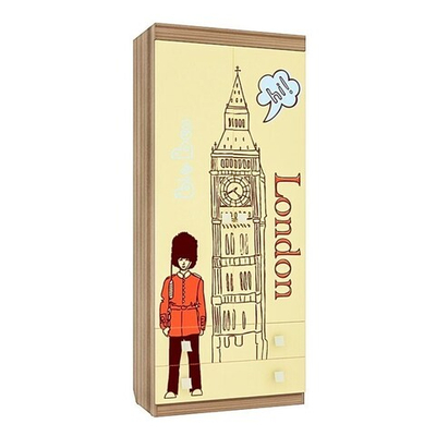 Шкаф комбинированный Челси 2х створчатый ясень шимо темный/крем