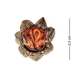 AM-2492 Кольцо «Розочка Нимфа» (латунь, янтарь)