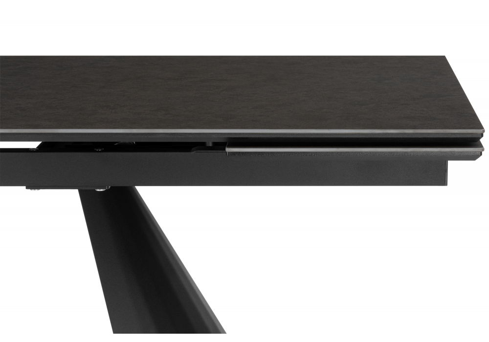 Керамический стол Woodville Шелтон 180(260)x90 massa ink gray, черный