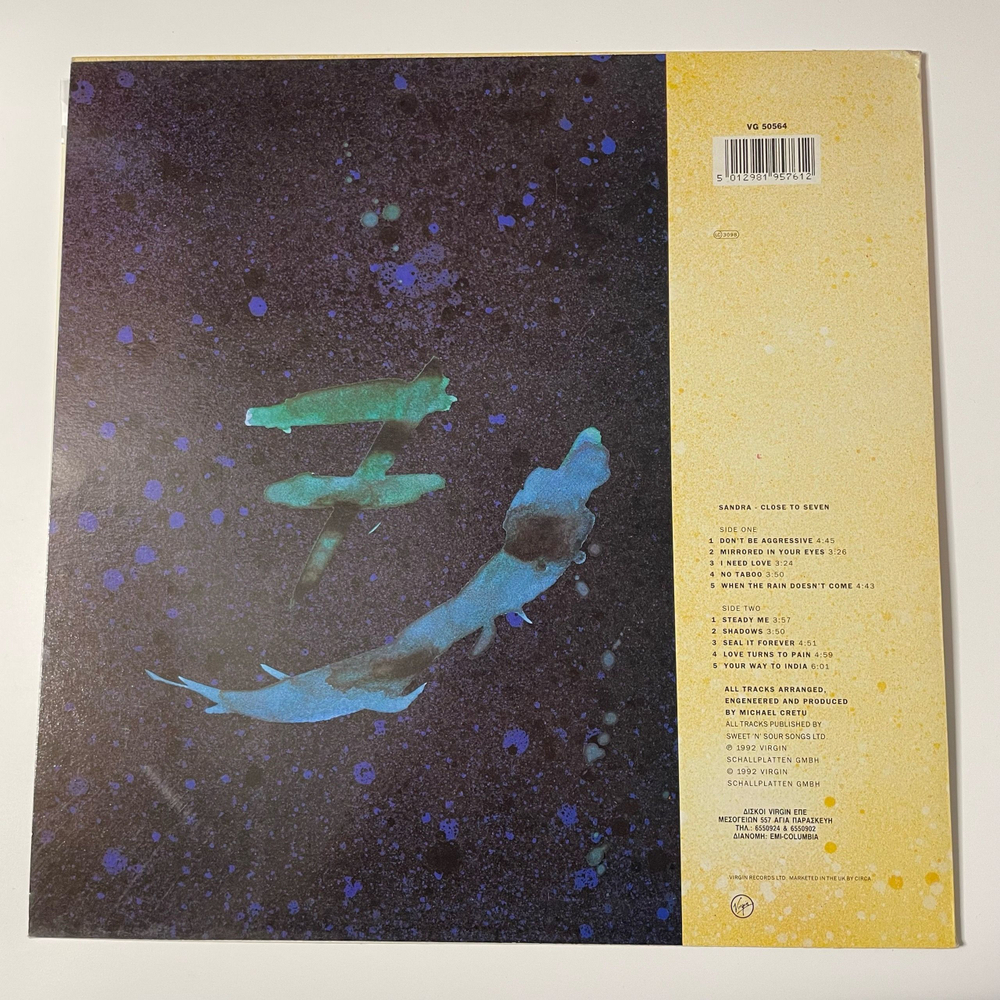 Винтажная виниловая пластинка LP Sandra Close To Seven (Греция 1992)