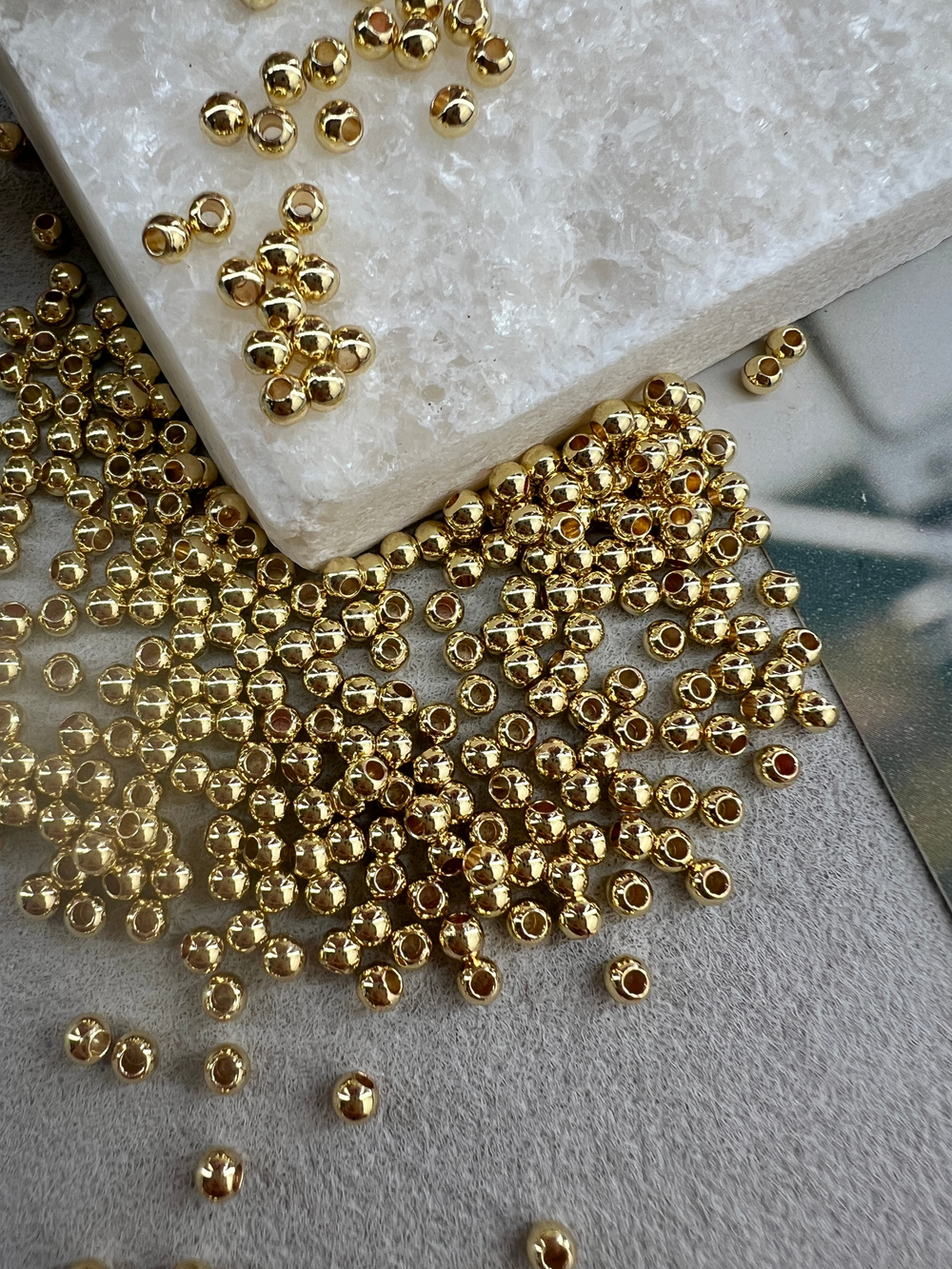 Разделитель для бусин 3 мм, позолота 14k, 100 штук