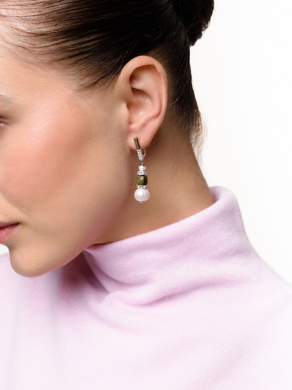 Серьги "Pearl charm green" с яшмой Silver