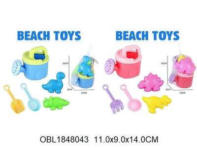 Набор для игры в песок 5 предм. лейка, совок, сито, 2 формочки, разноцвет. 2 вида, сетка OBL1848043