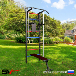 Уличная шведская стенка Sv Sport У406 (Турник/Брусья/Скамья/Канат/кольца/лестница)