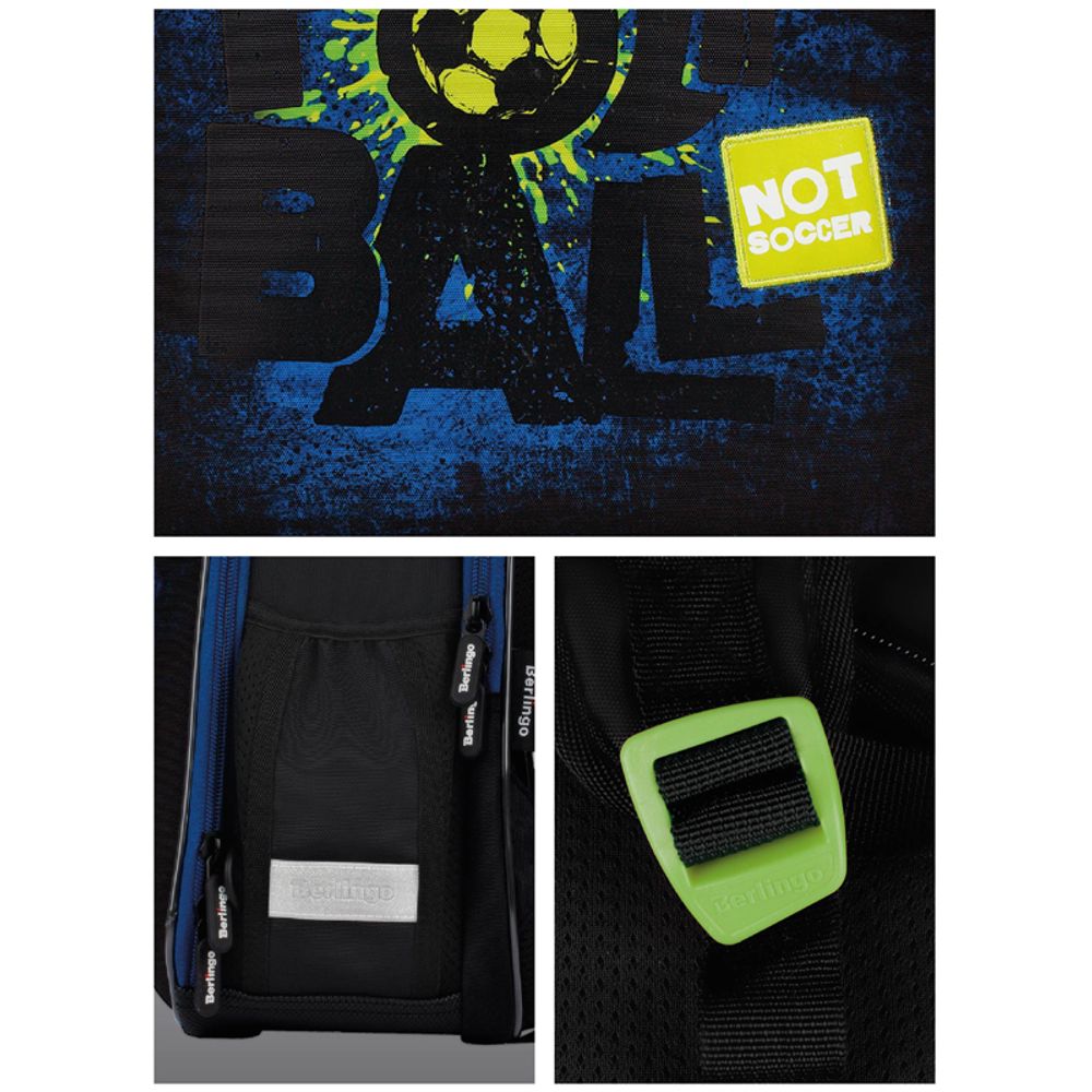 Ранец Berlingo Expert Mini "Football" 36*27*14см, 2 отделения, 2 кармана, анатомическая спинка, мешок для обуви