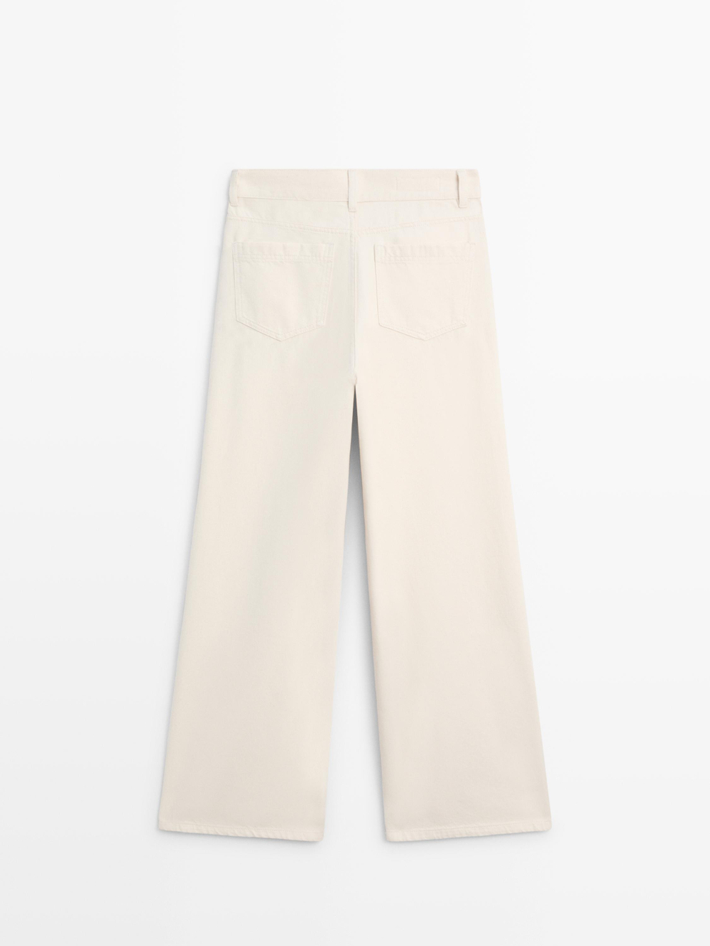 Massimo Dutti Джинсы с высокой талией и широкими штанинами, кремовый