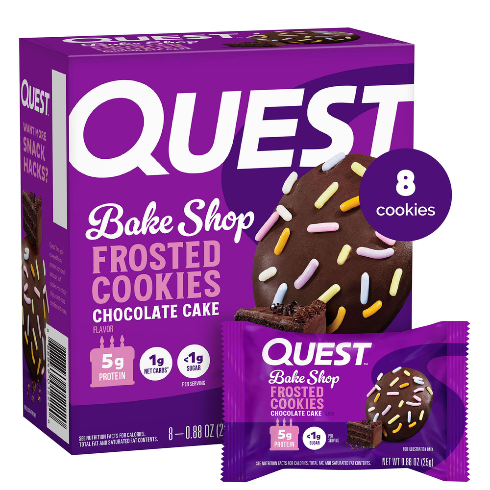 Quest Nutrition, Bake Shop, глазированное печенье, шоколадный торт, 8 печенья по 25 г (0,88 унции)