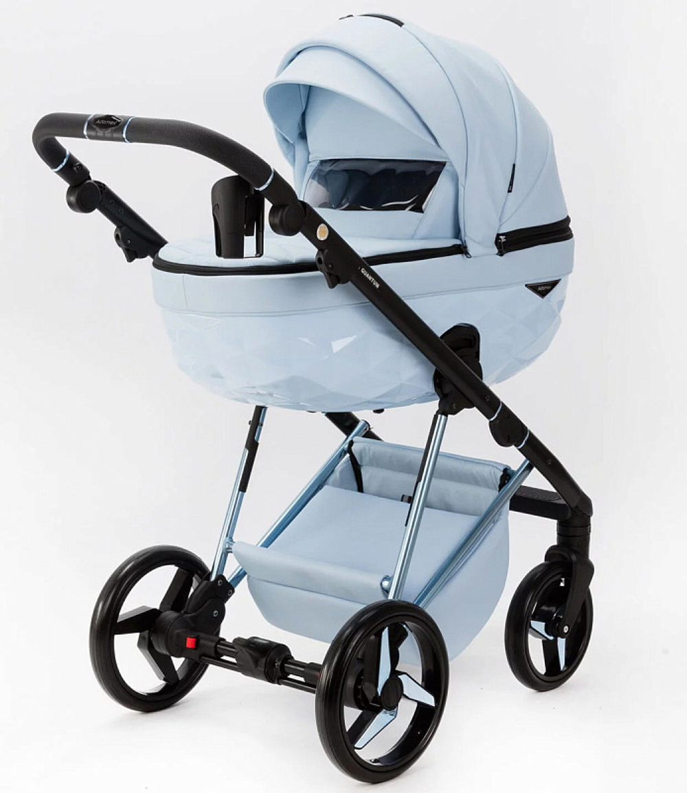 Детская коляска Adamex Quantum Superstar Deluxe 3 в 1 Q-STAR135-K (ГОЛУБ.КОЖА+ГОЛУБ.ДНО+ГОЛУБ.РАМА)