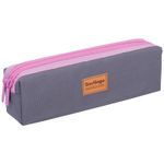 Пенал мягкий 2 отделения 210х60х50 Berlingo Tender grey, полиэстер, цветные молнии