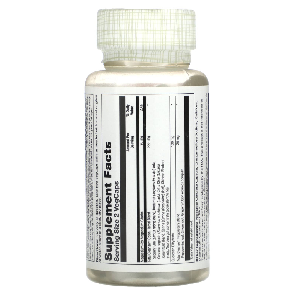 Solaray, Total Cleanse, средство для кишечника, 60 растительных капсул
