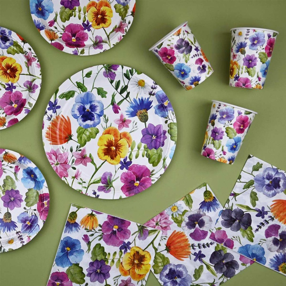 Тарелки фольгированные «Полевые цветы», 17 см/ 23 см, 6 шт