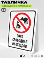 Табличка "Зона свободная от отходов" на дверь и забор, для двора, дома, подъезда, 40х30 см, Silver Plane x Айдентика Технолоджи