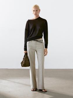 Massimo Dutti Джинсы со средней посадкой и широкими штанинами, бежевый