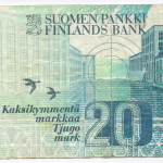 Банкнота Финляндия 20 марок 1993 год Litt. A 2185146101. VF