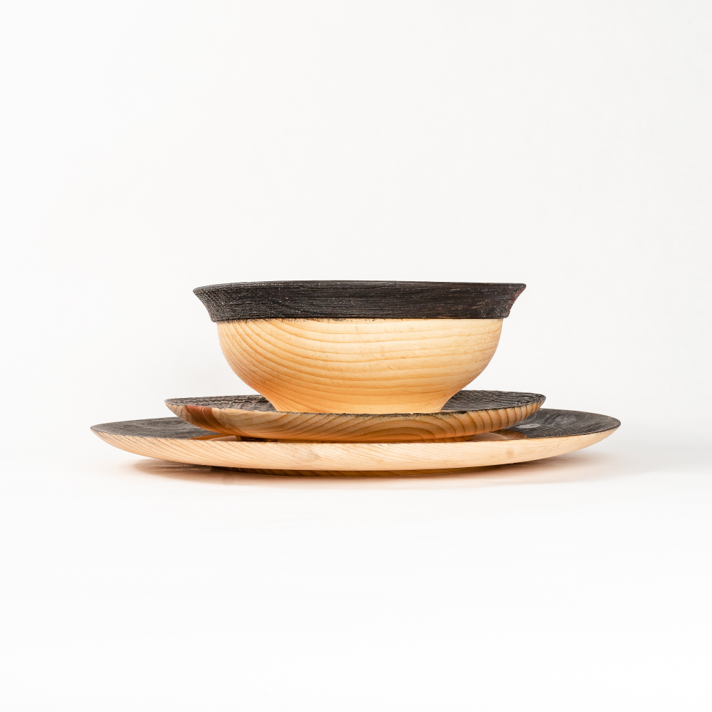 Набор деревянных тарелок из дерева сибирский кедр - 3 шт. TN79