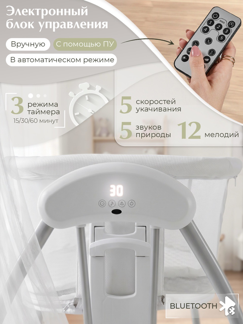 Кроватка колыбель приставная 4в1 Sweet Baby Melodia White