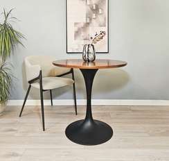 Стол Tulip Wood, Ø80 см, орех с черной ножкой