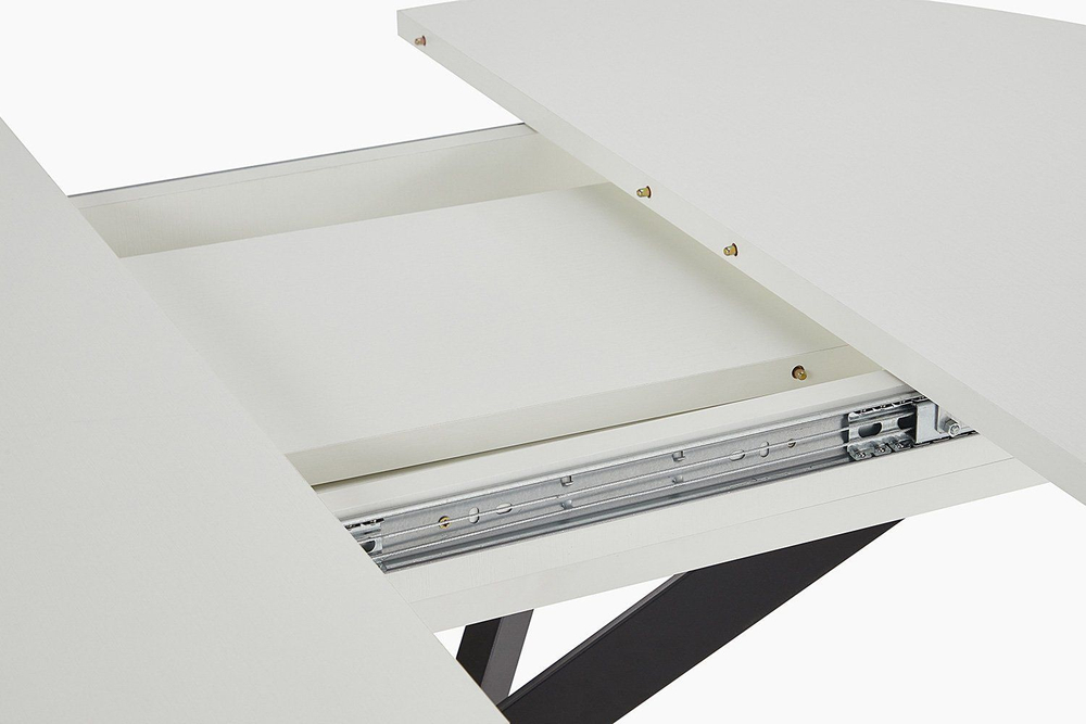 Стол кухонный обеденный круглый раздвижной Белый/Чёрный Муар, Мэдисон, 100,1х100х75 см