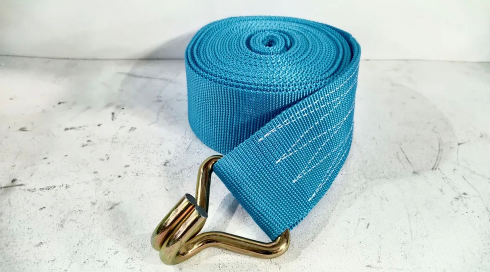 10Т-10М / Ремень стяжной для крепления груза, стяжка, 10 тонн, длина 10 метров, с крючками, синий, TG (1 шт. / комплект)