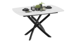 Стол кухонный обеденный раздвижной Черный муар/Стекло матовое белый мрамор 134(173)х90х75 см