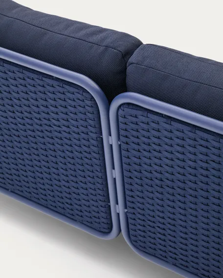 Уличный 3-местный диван Sedalis из алюминия и синей веревки 210 см